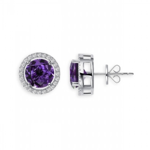 Ohrringe rund Royal Amethyst, 925 Silber