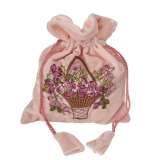 Velvet bag with floral pattern, pink