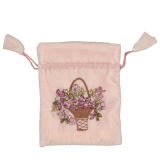 Samtbeutel mit Blumenmuster rosa