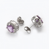 Ohrringe rund Royal Amethyst, 925 Silber